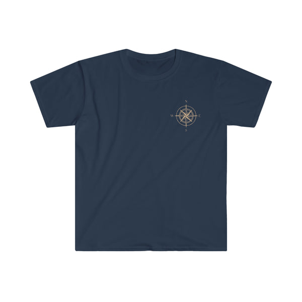Compass t-shirt North south east and west for sailors and those that might need a hand finding their way. For the lost and those that like to travel to always find heir way home.