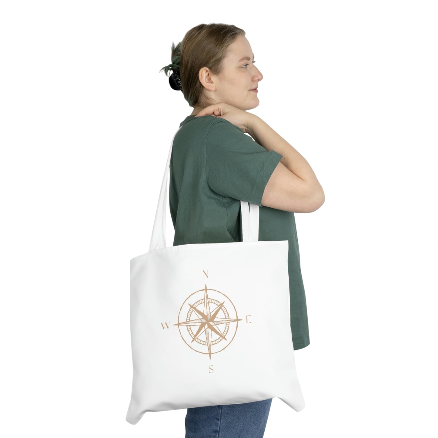 Compass gold design Shoulder Tote Bag