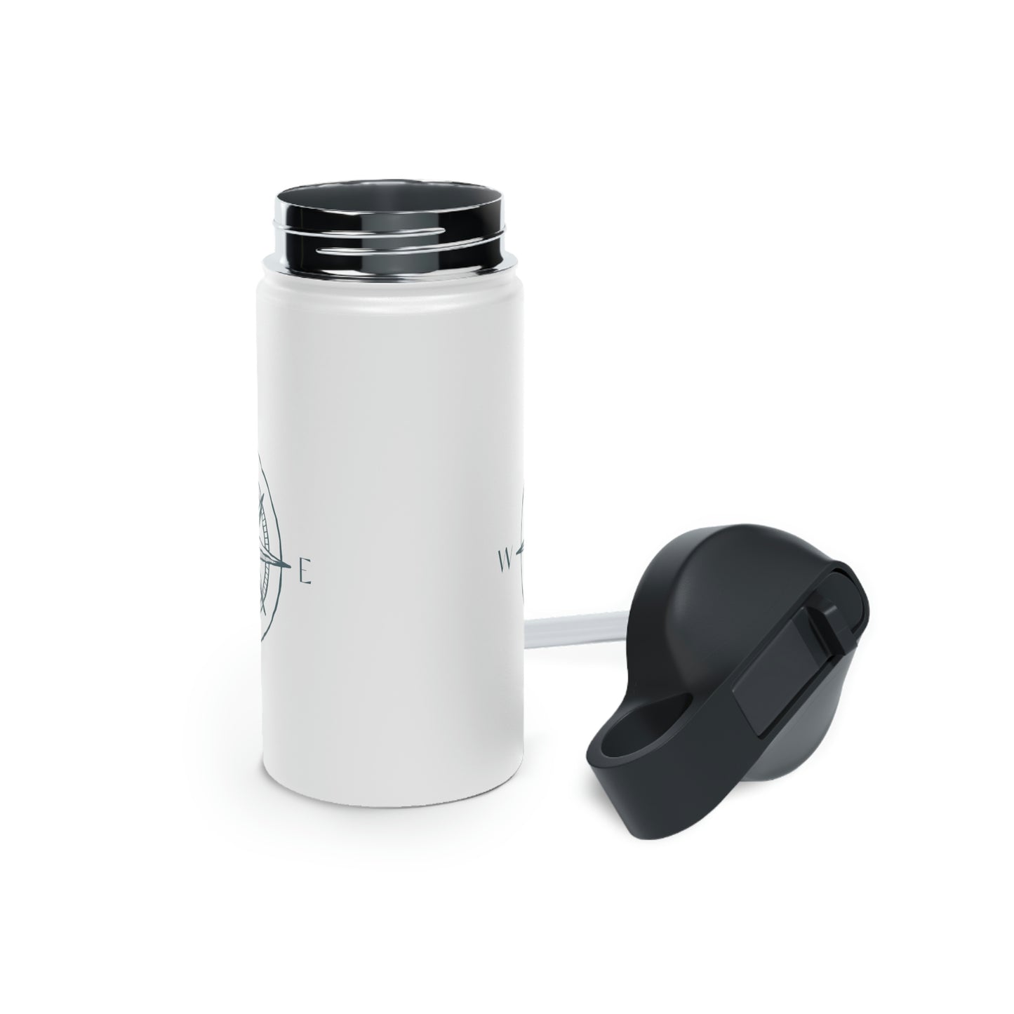 Compass Design Stainless Steel Water Bottle, Standard Lid