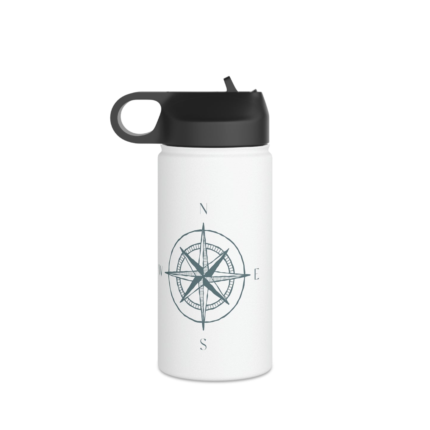 Compass Design Stainless Steel Water Bottle, Standard Lid